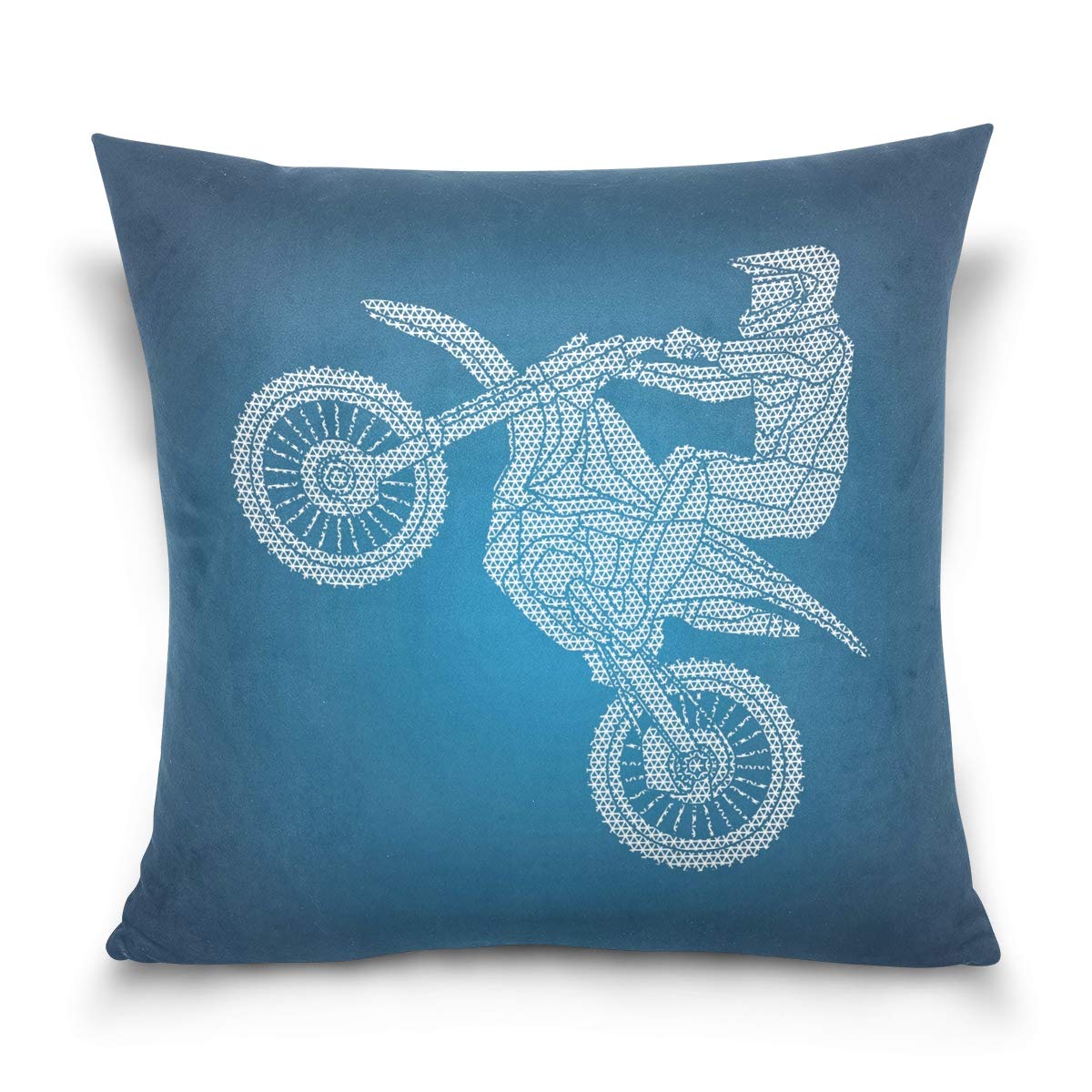 Linomo Throw Pillow Cover 16x16 inch, Geometric Motorcycle Decorative Pillow Cases Cushion Cover for Couch Sofa Bed Home
