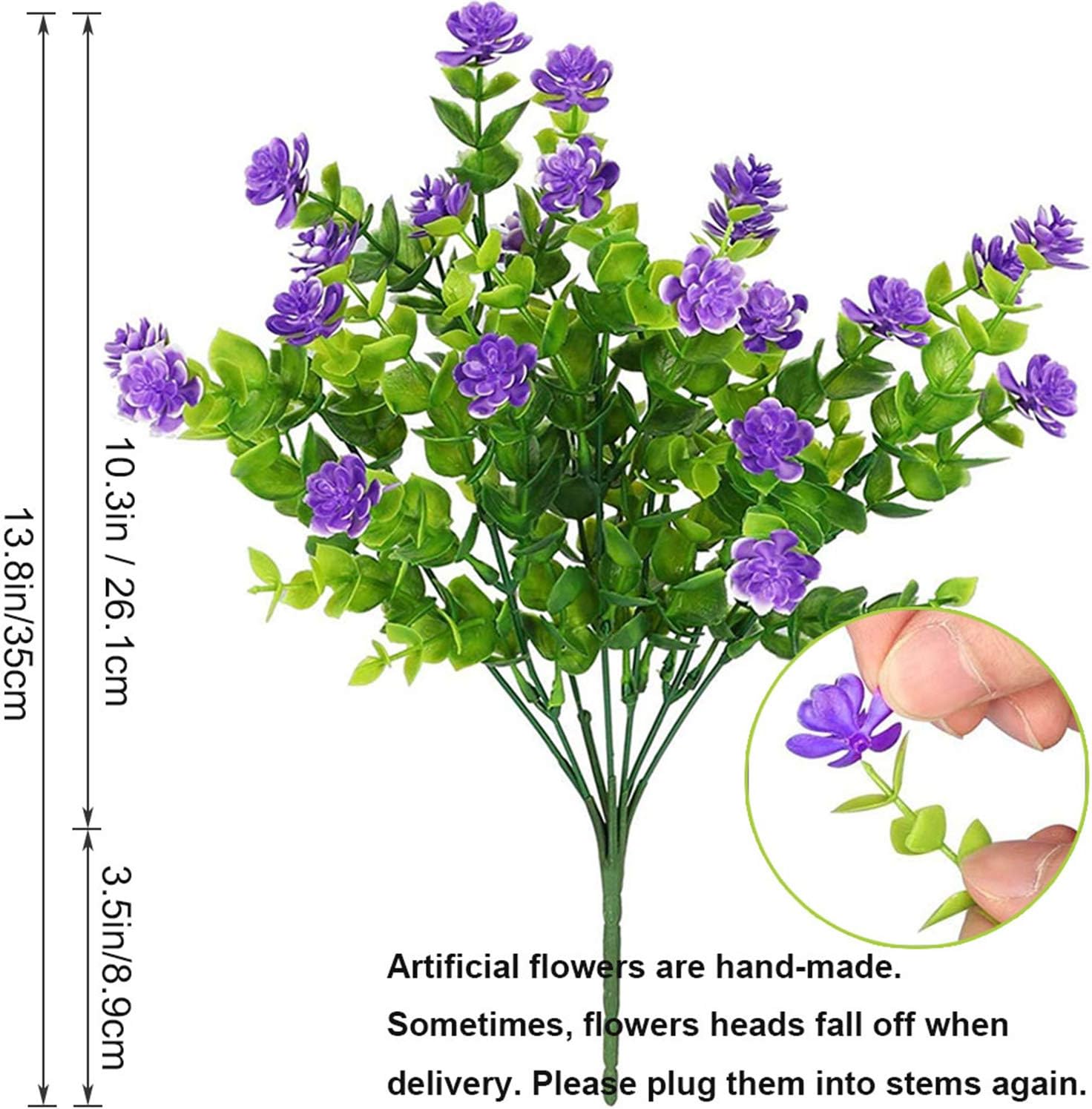 10 Bundles Fake Flowers for Decoration, 5 Colors UV Resistant