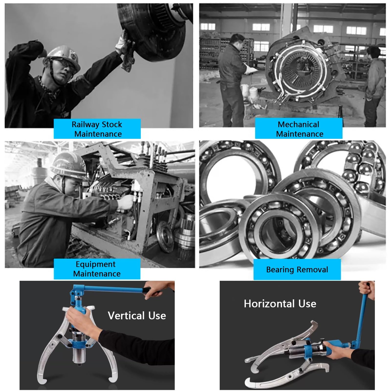 Zestaw Zintegrowanego Hydraulicznego Ściągacza Zębatych, z Możliwością Zmiany z 2 Szczęk na 3 Szczęki, do Demontażu Łożysk, Koła Zamachowego i Kół Pasowych(5T)