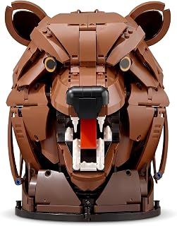 Cocoa Bean Creative Brown Bear Head Building Block Model, 1006+ PCS Dual Desktop & Wall-Mounted Ornament, STEM Art Decor, Gifts for 14+ Teens Adult Handcraft Enthusiasts