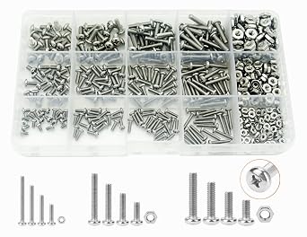 480Pcs #2-56#4-40#6-32 UNC Stainless Steel Phillips Pan Head Machine Screws Nuts Assortment Kit