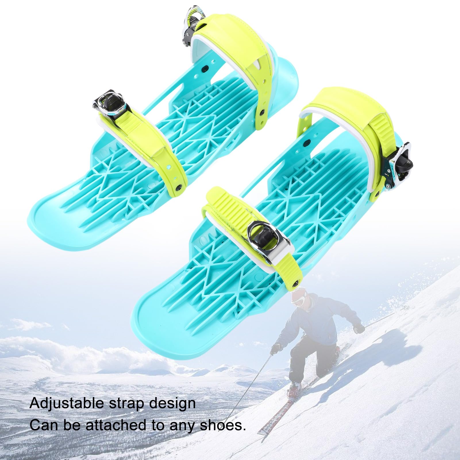 Focket Mini Kurz Ski Skates für Schnee, Verstellbare Kurze Snowskates mit Aufbewahrungstasche, Snowblades Skiboard Ski für Winterschuhe, Outdoor Skifahren, Mini Ski Skates, Skischuhe