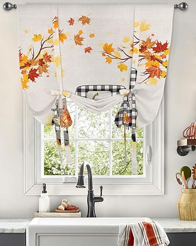 Miniatura 3 de Cenefa de otoño para ventanas, cenefa de otoño de calabaza para ventanas, persianas de amarre para camión con cenefa de cortina de calabaza Harvet