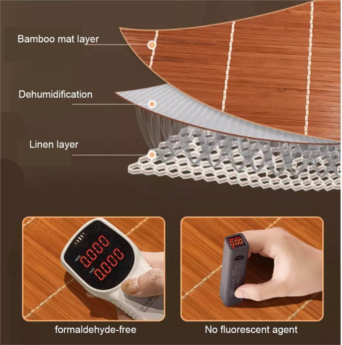 Materassino per Estivo, Tappetino Per Dormire Estivo Tappetino Per Materasso Rinfrescante In Bambù Tappetino Pieghevole A Doppia Faccia Biancheria da Letto(1.8 * 2/70 * 78.74in)