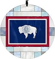 Vista 10 de New Hampshire Christmas Ornament - Faux Stained Glass Design Effect Featuring State Flag - 2026 Hanging Acrylic Disc Decoration for Tree - Unique
