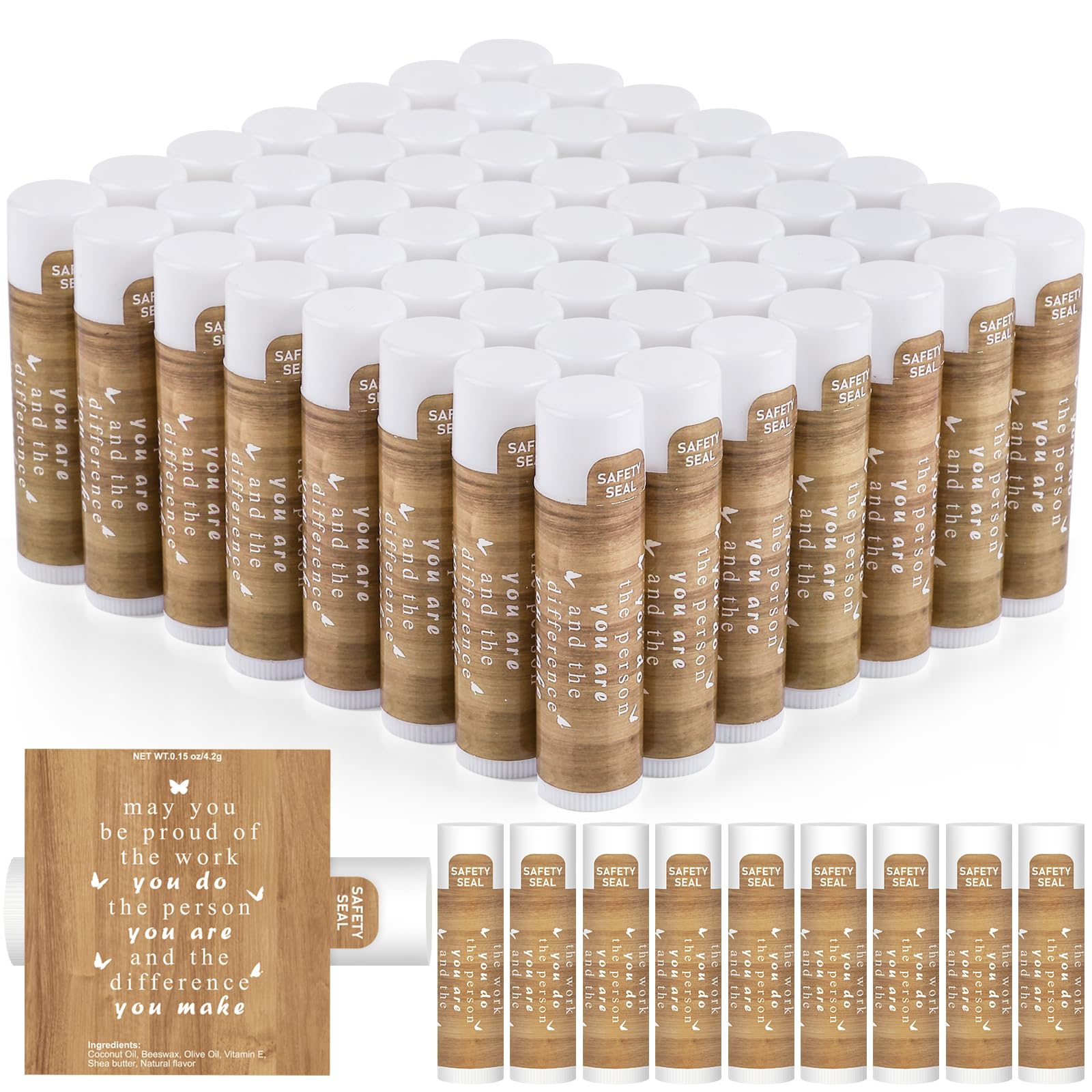 DMSKY Appreciation Gifts 60 Pcs Lip Balm Bulk, Staff Appreciation Gifts Bulk Thank You Gifts Bulk for Coworkers Teacher Worker Employee Leaving