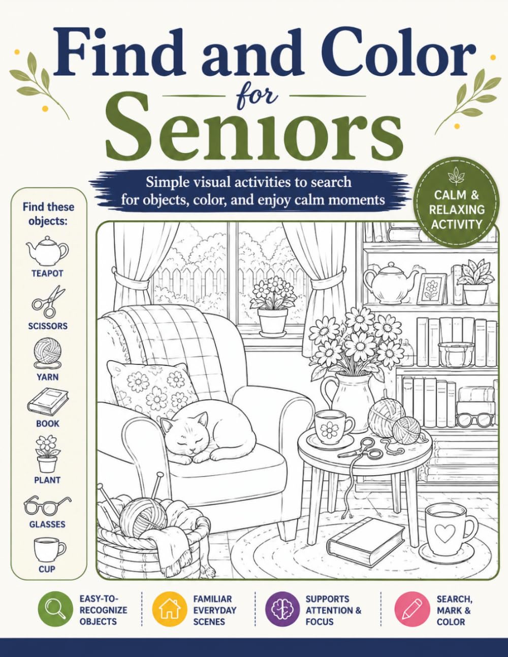 Find and Color for Seniors: Simple Visual Activities to Search for Objects, Color, and Enjoy Calm Moments