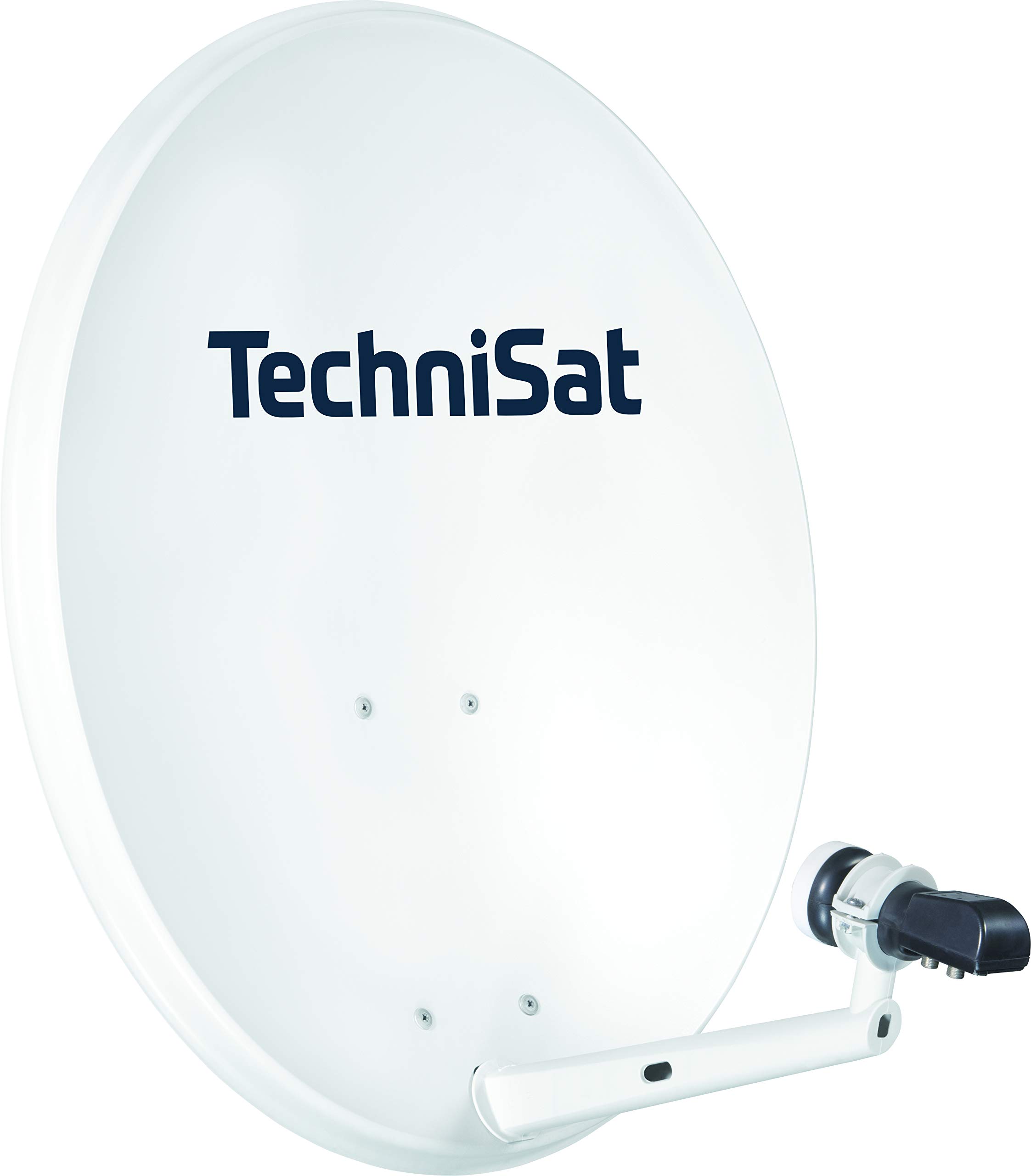 TechniSat TECHNITENNE 70 - Antena parabólica para 4 usuarios (sistema satelital digital de 70 cm, juego completo de antena con soporte de mástil e interruptor Quattro LNB) gris claro