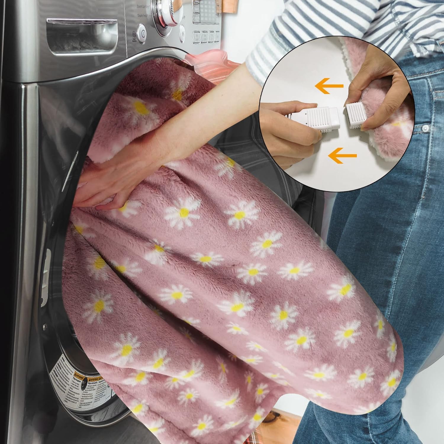 GOQO TOMO Electric Heated Blanket 50" x 60" Throw Blanket with 12 Heating Levels for Home Office Use Pink Flower - F50 - Image 4