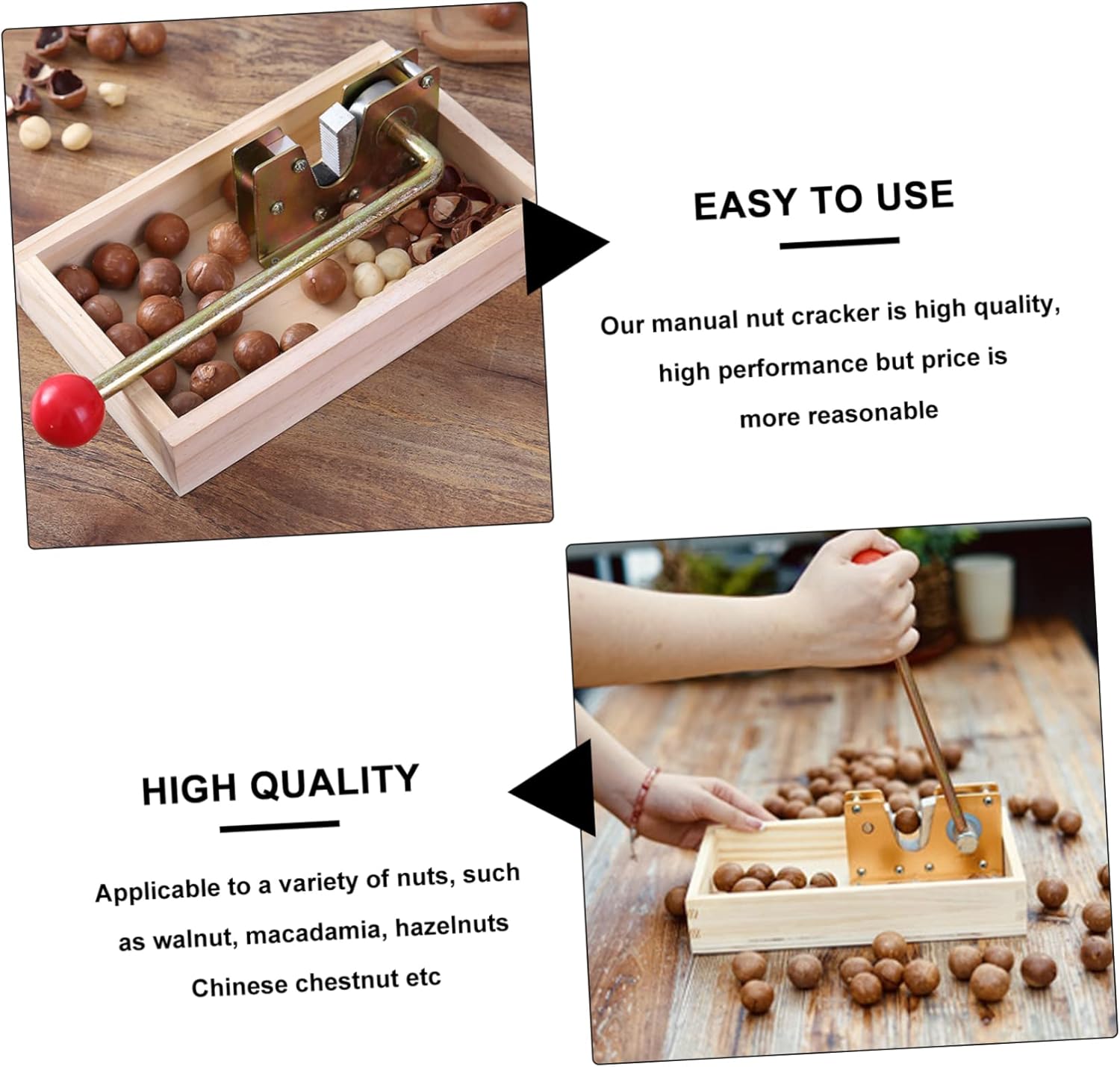 1pc Manual Nut Cracker Tool Classic Nut Opener for Walnut Macadamia Hazelnut and More Easy to Use Leveraged Design Resistant Tongs for Home Use