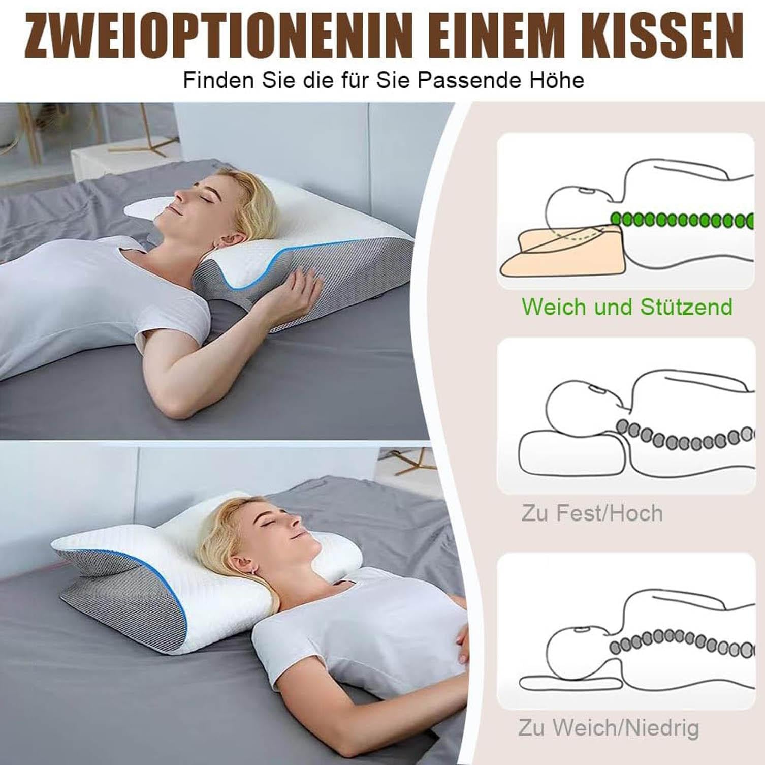 Pillowdaddy Memory Foam Nackenstützkissen Antischnarchkissen Ergonomisch Atmungsaktiv Waschbar Gray