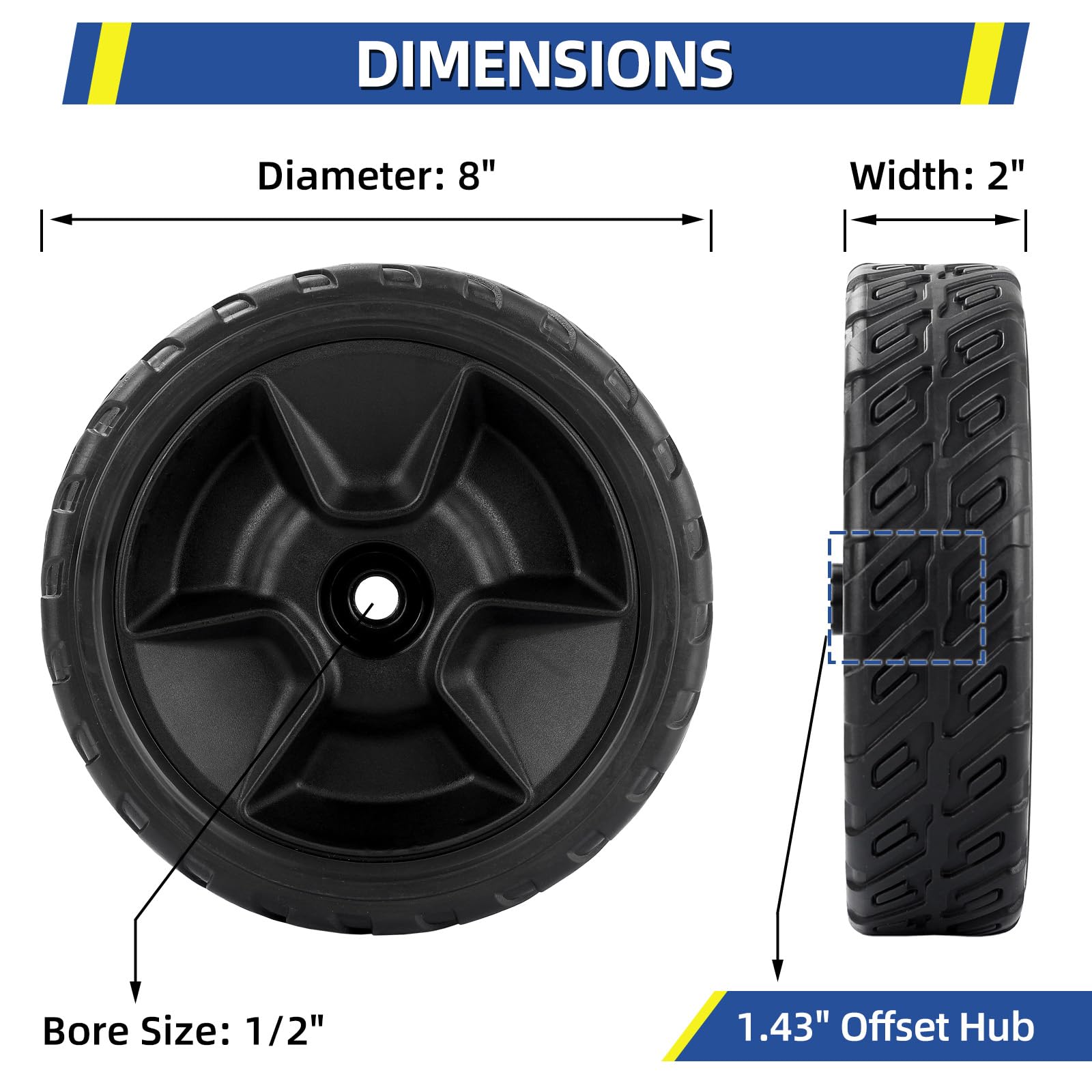 GIGOOL 44710-VR8-N00ZA Ruedas delanteras para cortacésped, ruedas de 8 pulgadas para Honda HRN216, paquete de 2