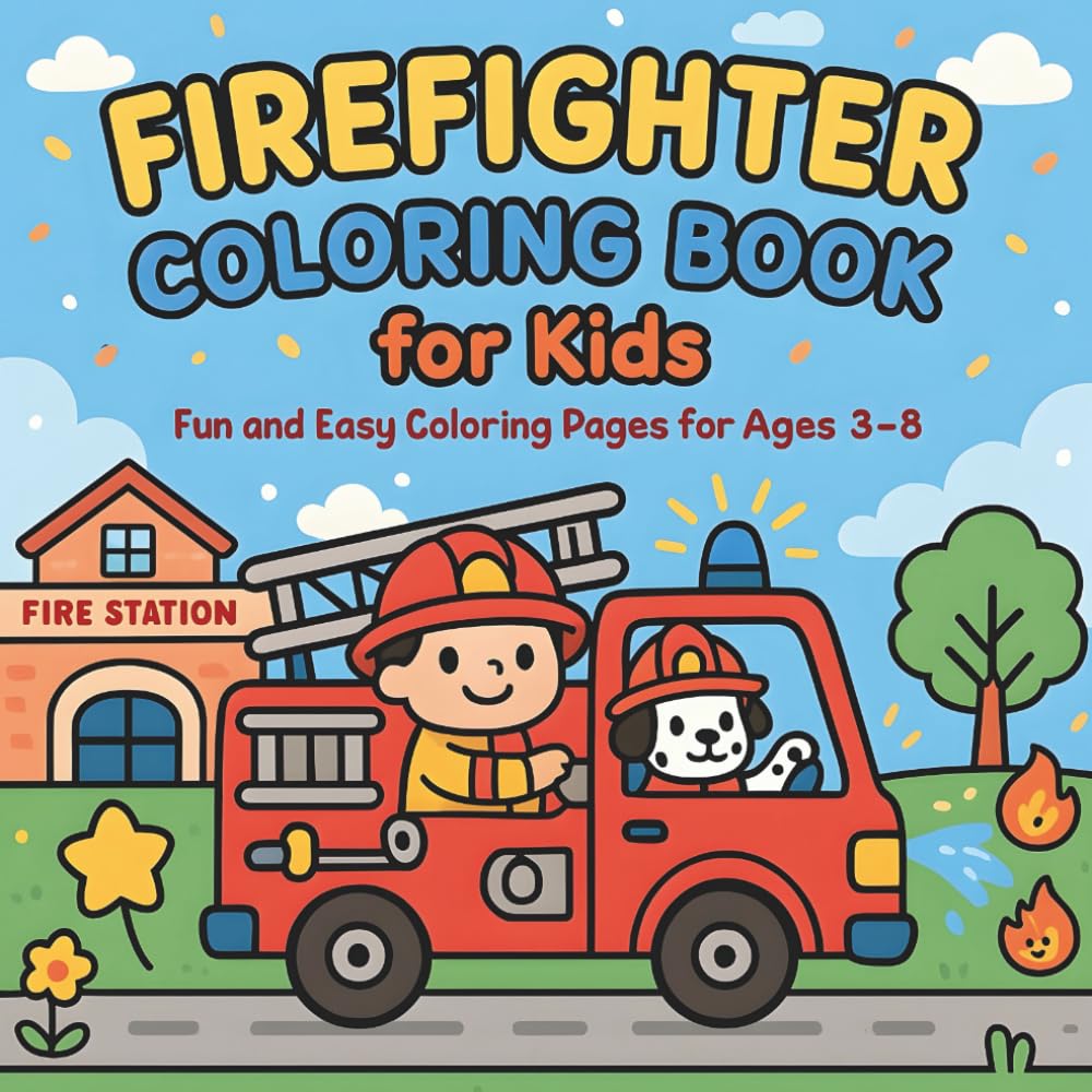 Firefighter Coloring Book for Kids: Cute and Easy Rescue-Themed Coloring Pages for Ages 3–8