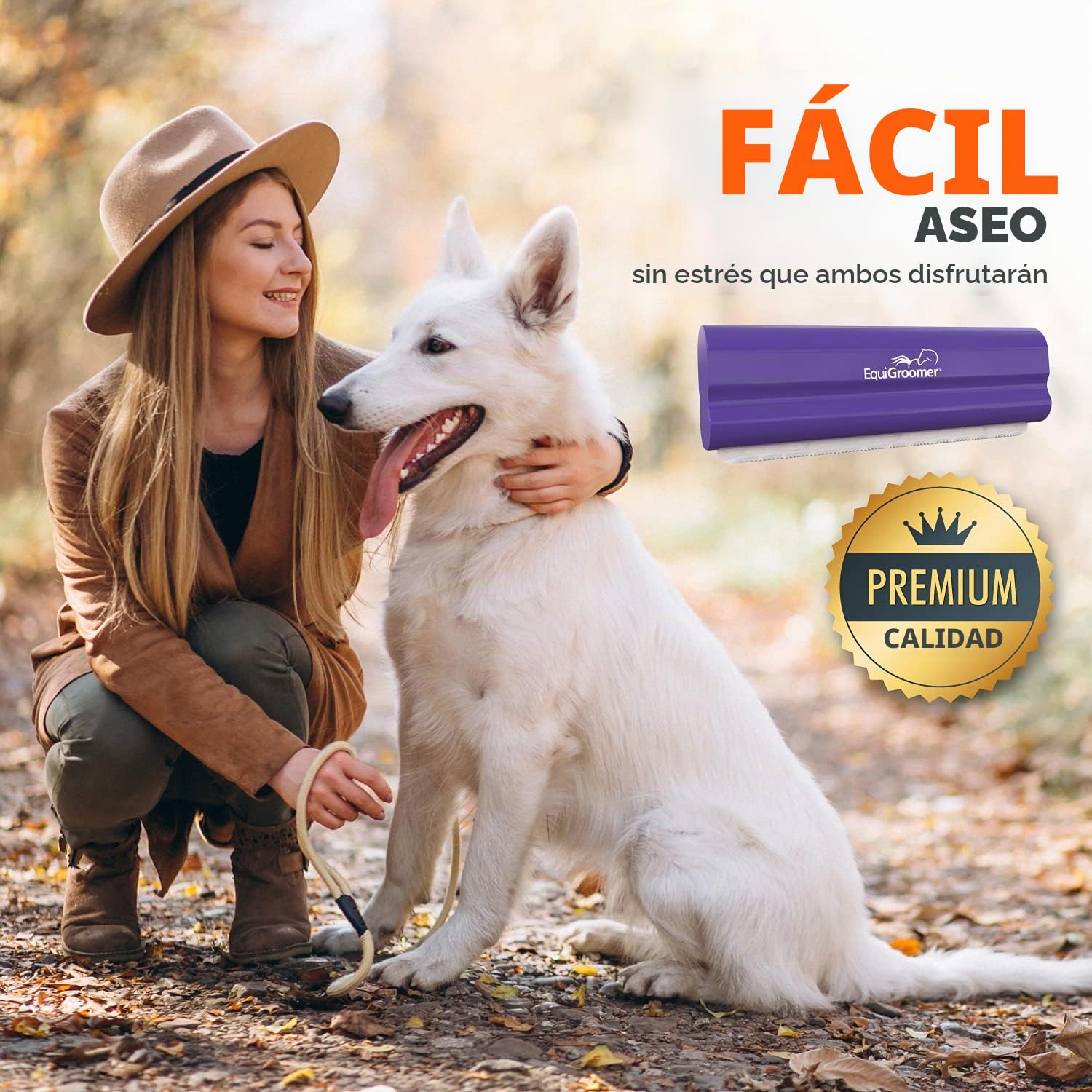 EquiGroomer Cepillo para Perros y Gatos 12,7 cm Morado