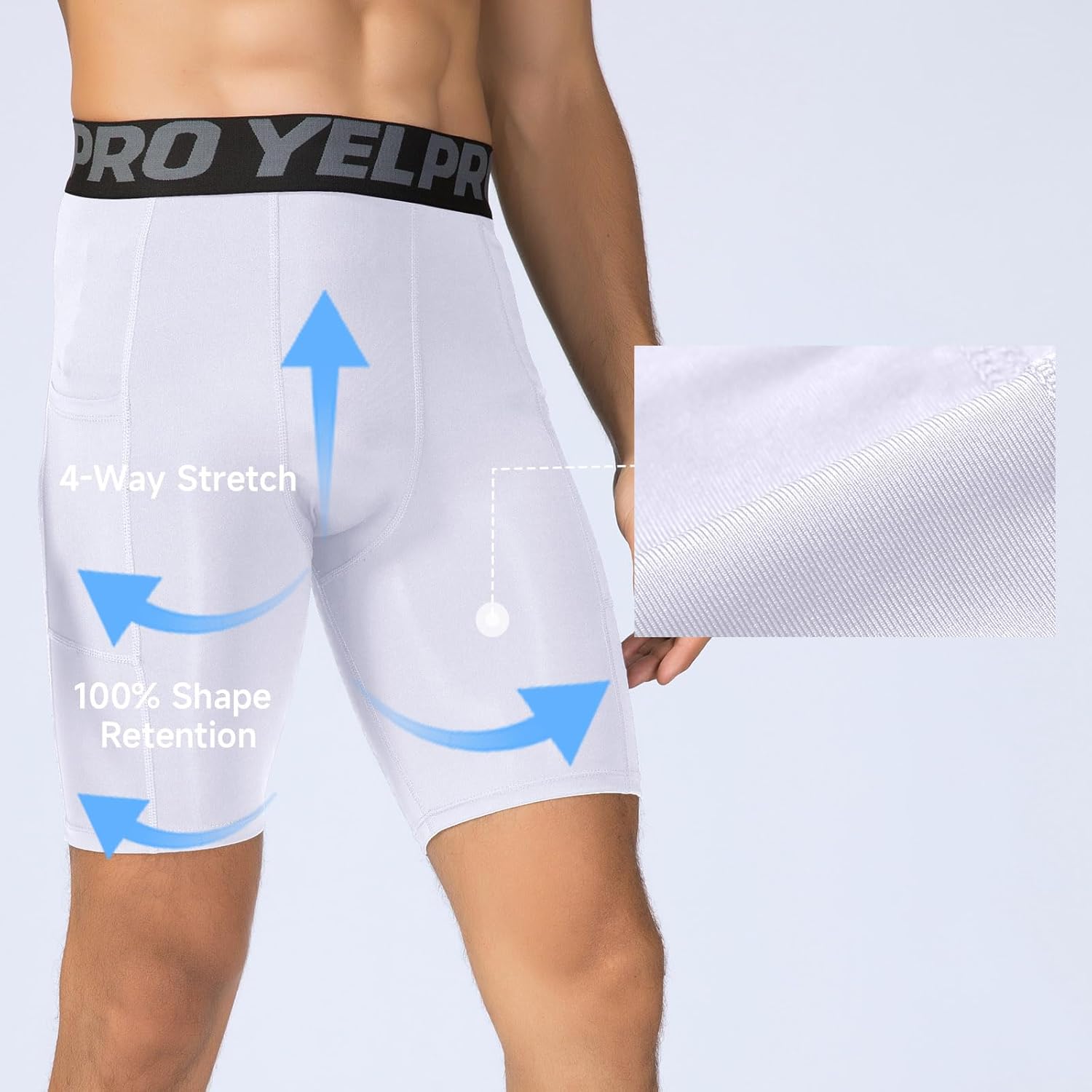 Men’s Compression Shorts with Pocket 1/3 Pack- Running Athletic Workout Underwear Shorts Spandex Sport Tight Shorts - Image 2