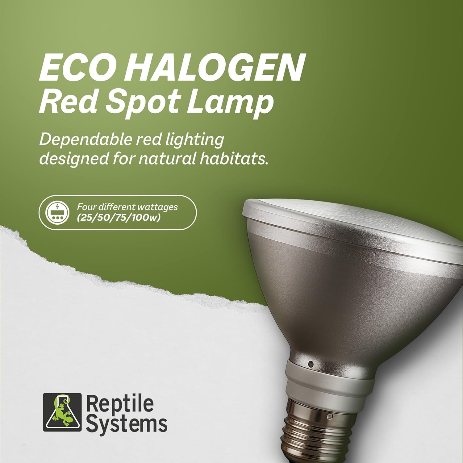 Reptile Systems Eco Halogen – Red 100w – Lamp for Reptiles & Amphibians – Light for Tanks, Vivariums & Crested Geckos