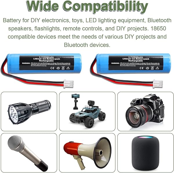 MXJFYY XH2.54-2 baterías de Iones de Litio de 3,7 V y 3500 mAh con Conector XH2.54 para electrónica, Juguetes, iluminación, Altavoces Bluetooth, linternas, Controles remotos y proyectos de Bricolaje - 3