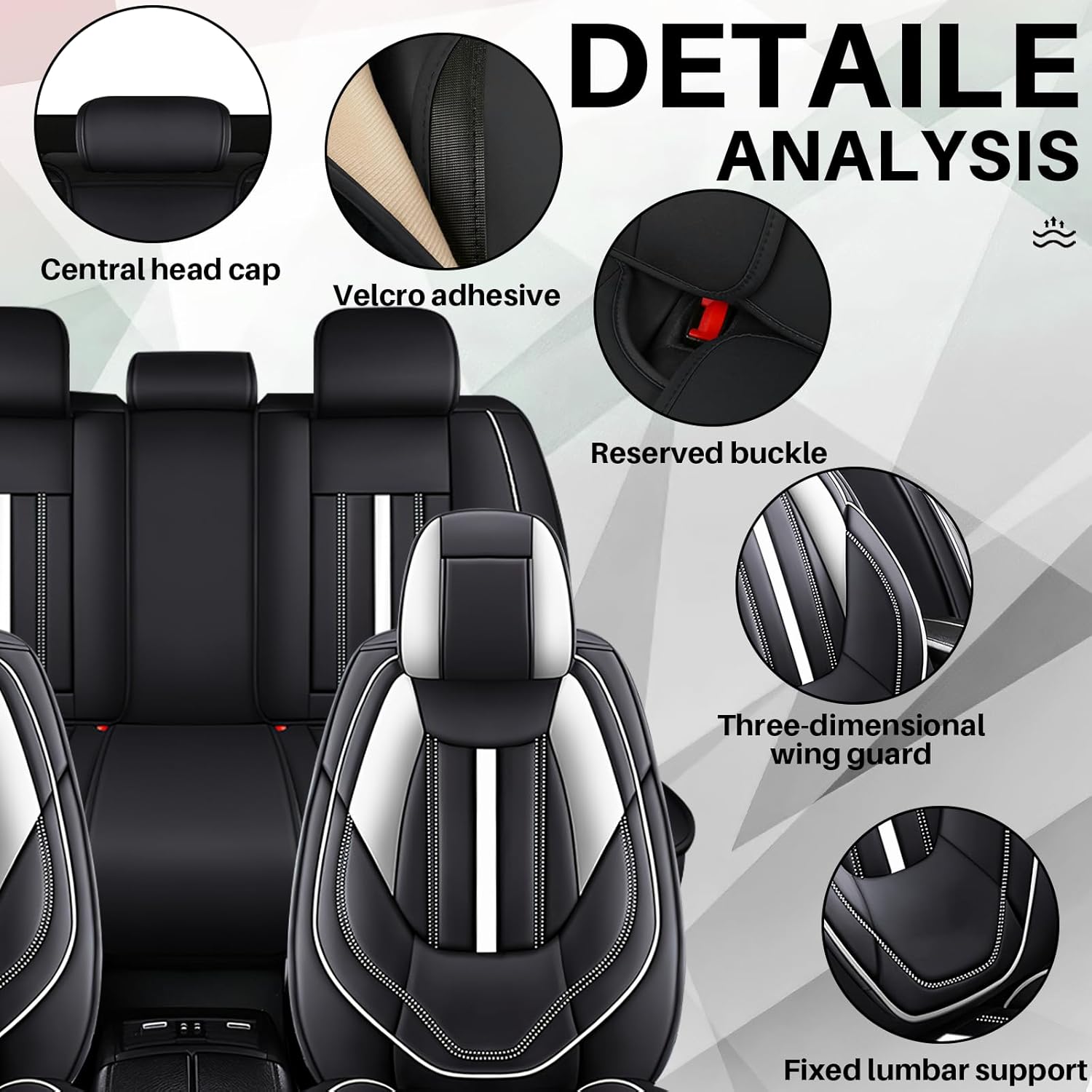 Car Seat Covers for Toyota Corolla Cross 2022-2025, Premium Nappa Leather Automotive Seat Covers Full Set, Waterproof Auto Seat Protector&Accessories(5 Seats Standard/Black White)
