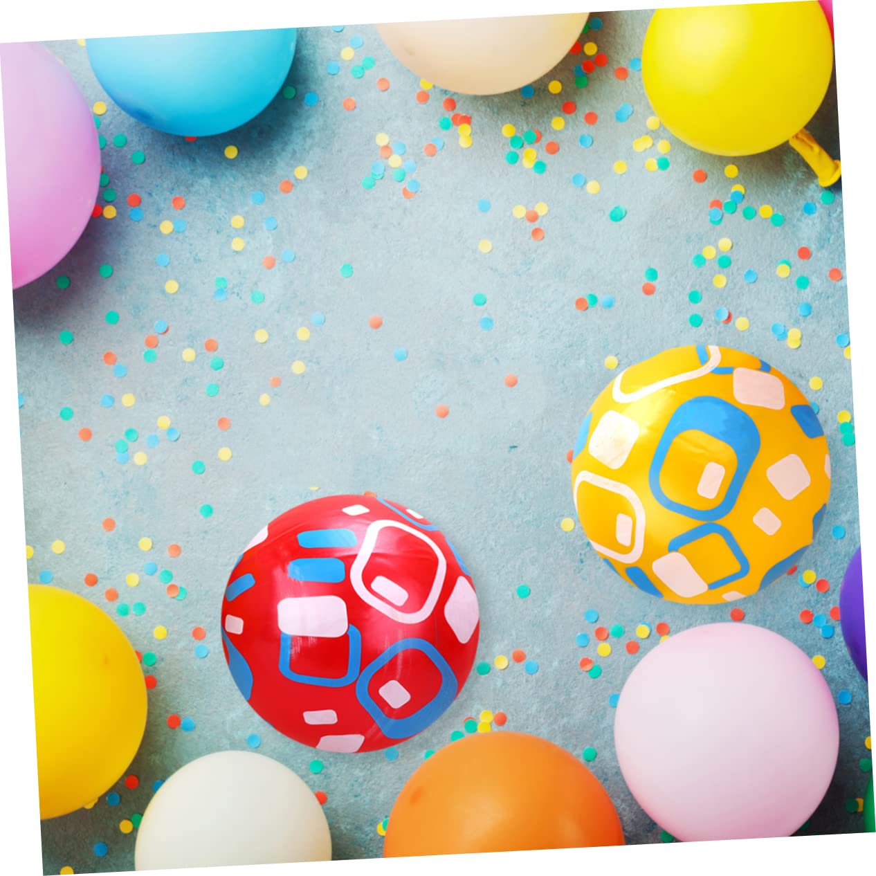 ibasenice 4pcs Inflatable Bouncing Balls for Stretch Ball with Creative Pattern for Outdoor Beach Play Random Color Variety and Random Color