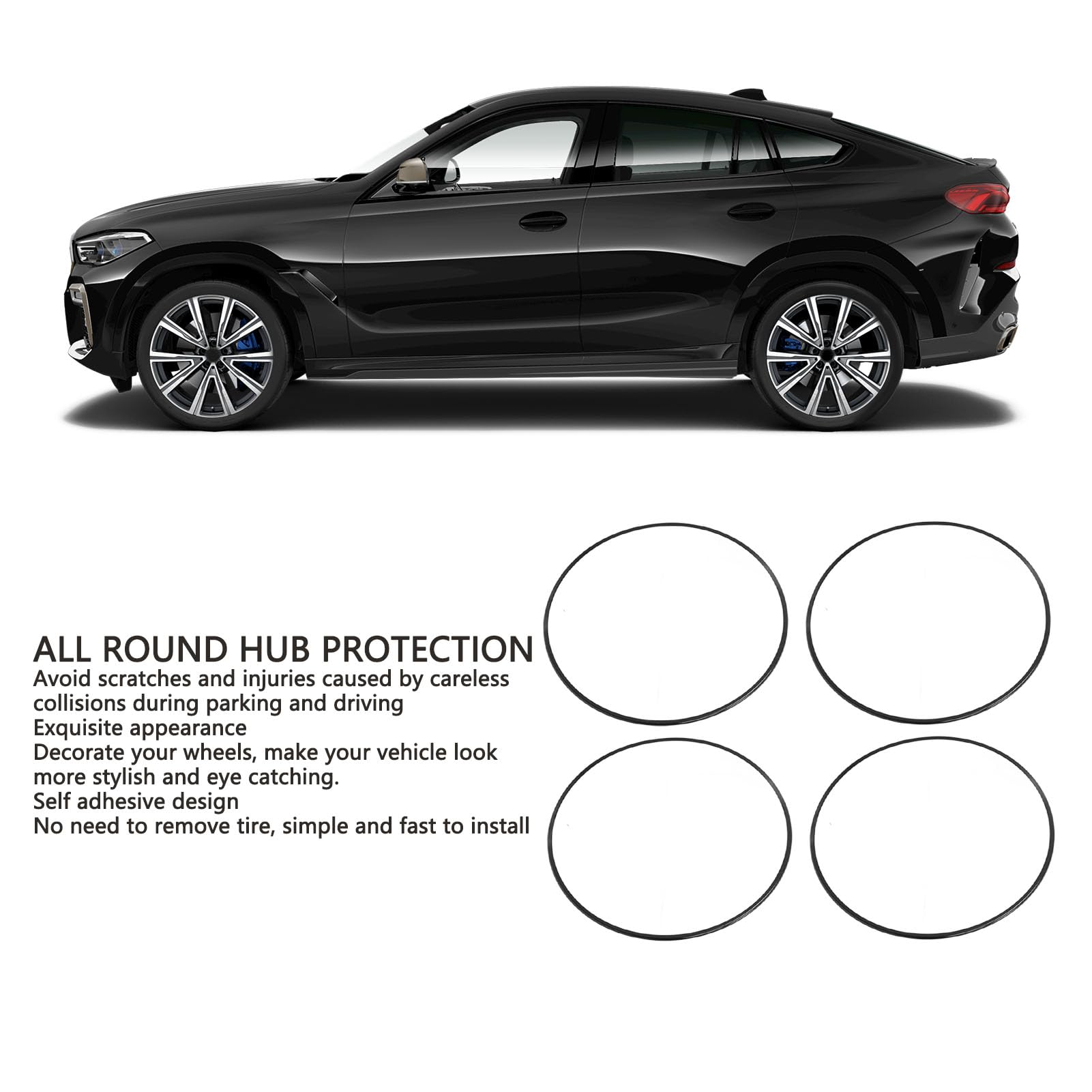 Akozon Anneau de Protection de Jante de Roue de 21 Pouces, en Alliage D'aluminium, Anti-Rayures, Anti-Collision, Garniture de Protection Auto-adhésive pour Voitures