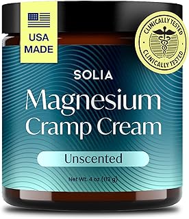 Solia Magnesium Cream for Leg Cramps, USA-Made Topical Magnesium Lotion for Pain, Lotion for