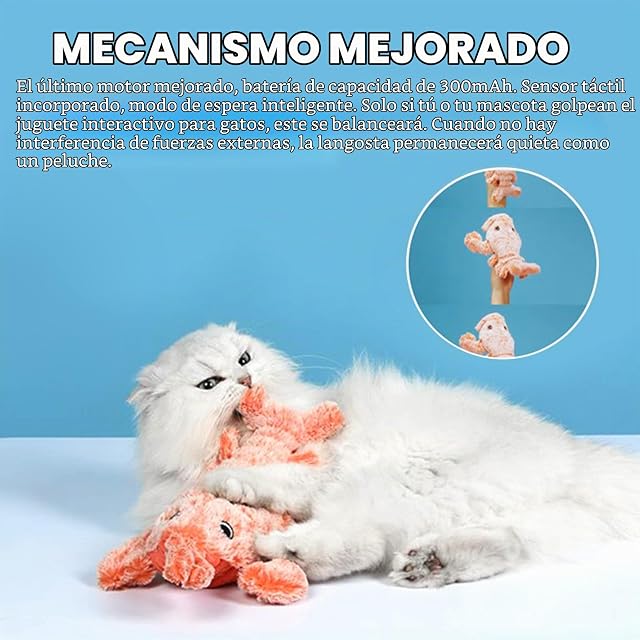 Foto 5 de 6 de SLE Langosta Interactiva para Gatos con Hierba Gatera, Juguete Masticable y Pateador Activado por el Tacto