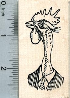 Naked Neck Chicken Rubber Stamp, Wearing a Suit and Tie