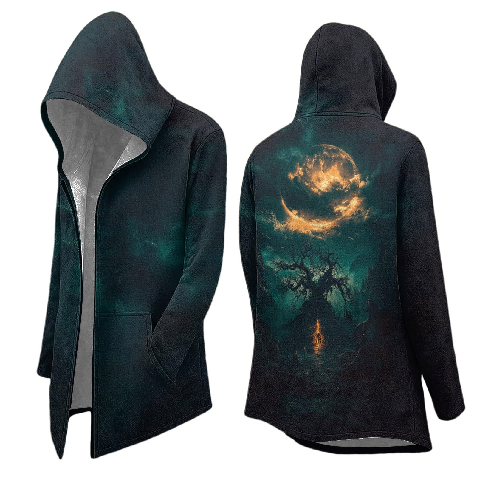 Celanisai Medieval Clothing Men's Halloween Costume Viking Hoodie Odin Myth Jacket Assassin's Creed Cosplay Coat Scandinavia Cape for Cosplay Carnival Biker Jacket, Z4 Black, XXXXL โ image 1