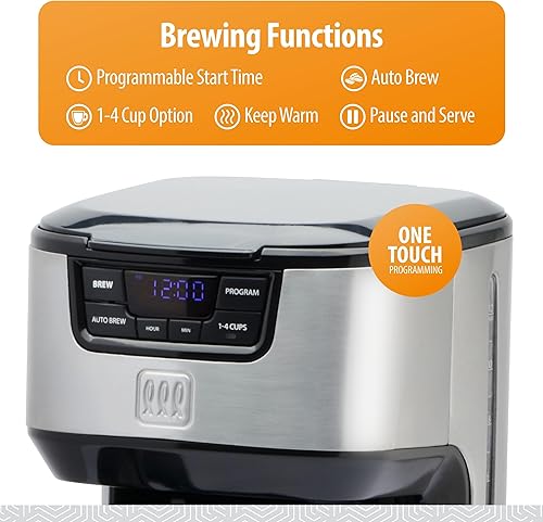 Miniatura 4 de Toastmaster Cafetera de goteo digital de 12 tazas, acero inoxidable, TM-129CM