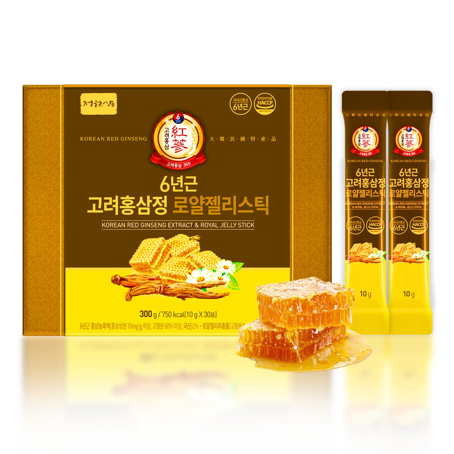 6-Year Korean Red Ginseng Extract & Royal Honey | 30 Sticks | Sweet Flavor | 70mg Ginseng, 15% Australian Honey | Energy, Focus, Fatigue, Immune Support | Daily Supplement for Men & Women