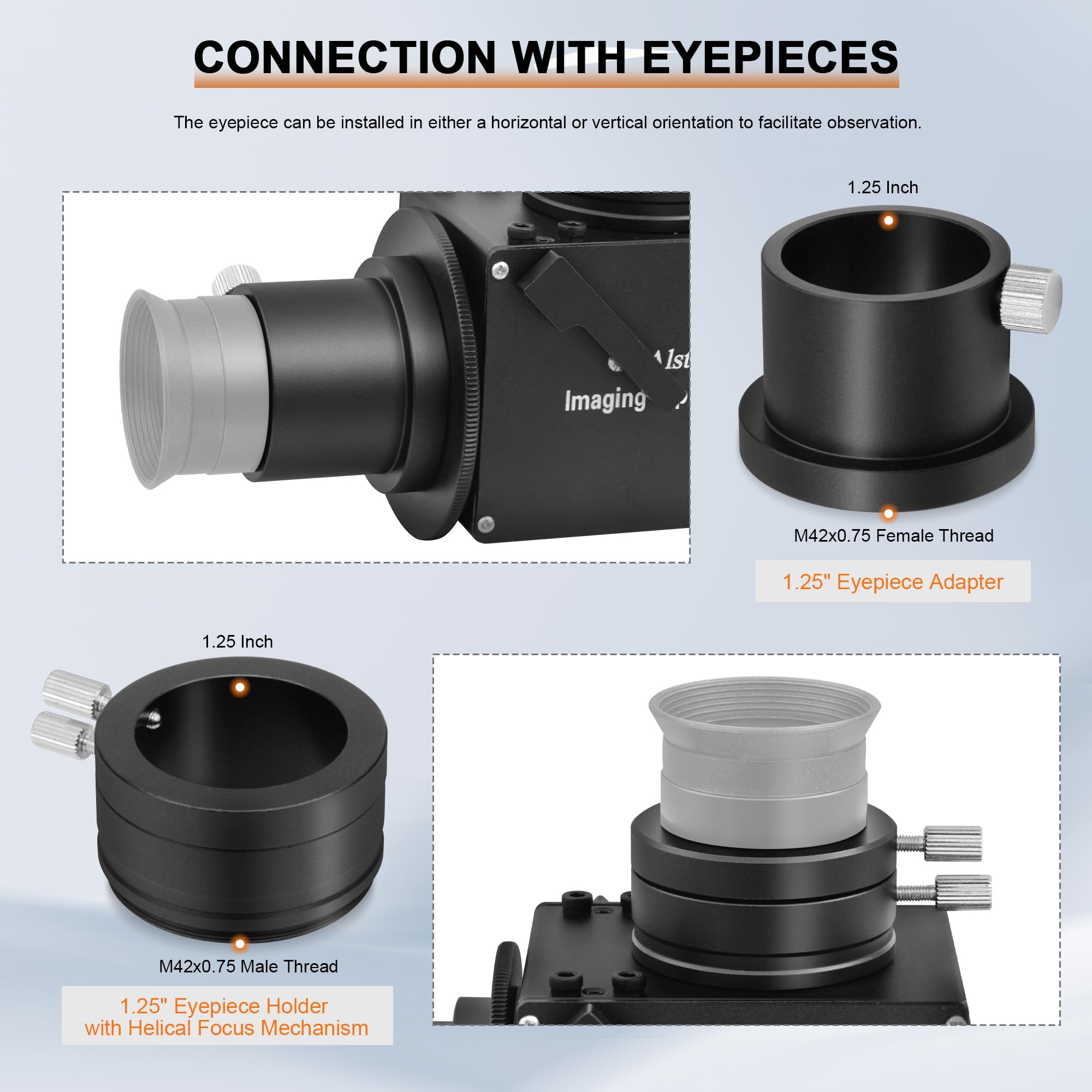 Alstar 1,25 "astrofotografía con tapa espejo con adaptador de ocular – la tapa espejo para un enfoque preciso