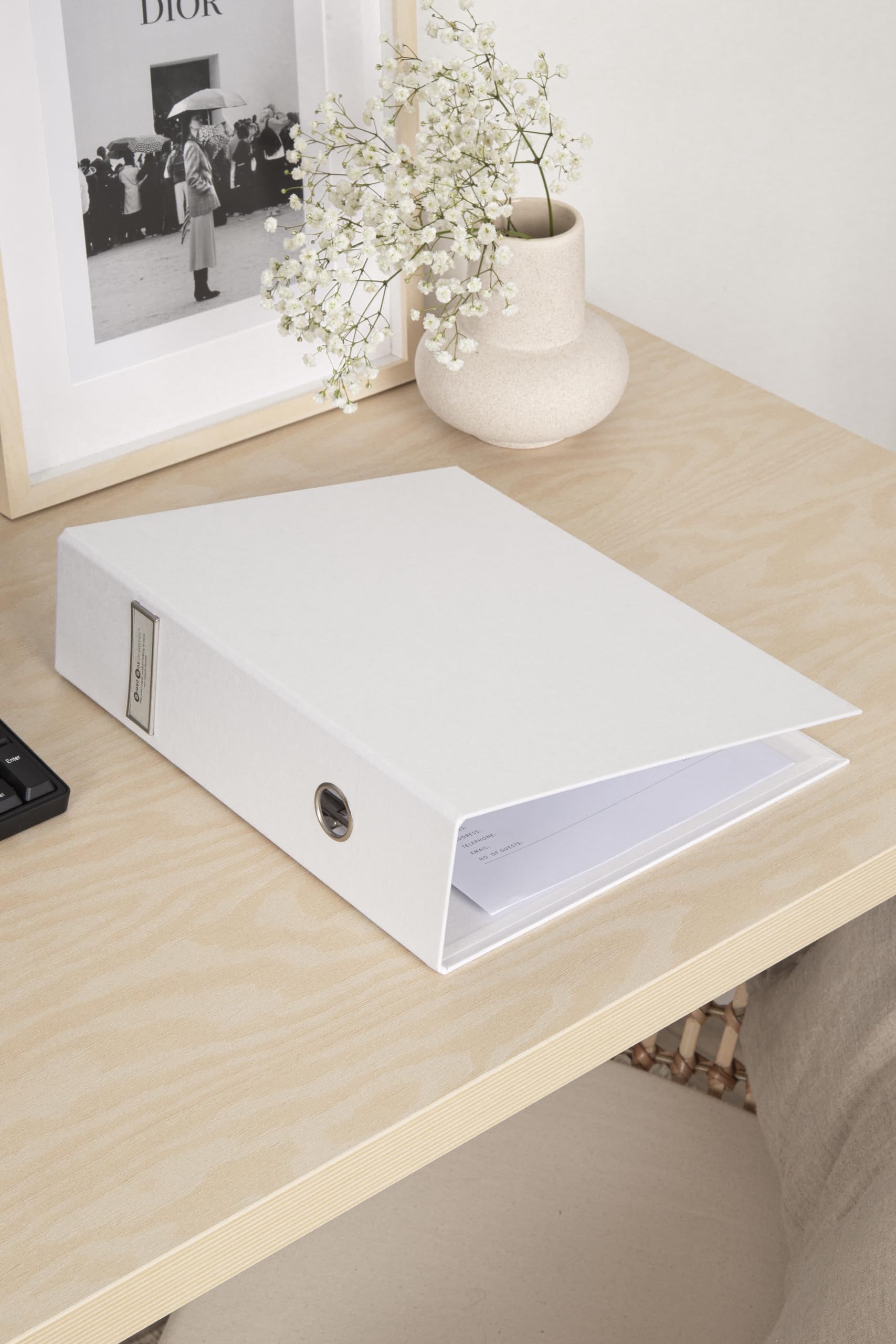 Raccoglitore Bigso Box ARCHIE A4 - Con 2 Anelli, Meccanismo A Leva, Effetto Lino, Verde Menta, Per Ufficio - Foto 7