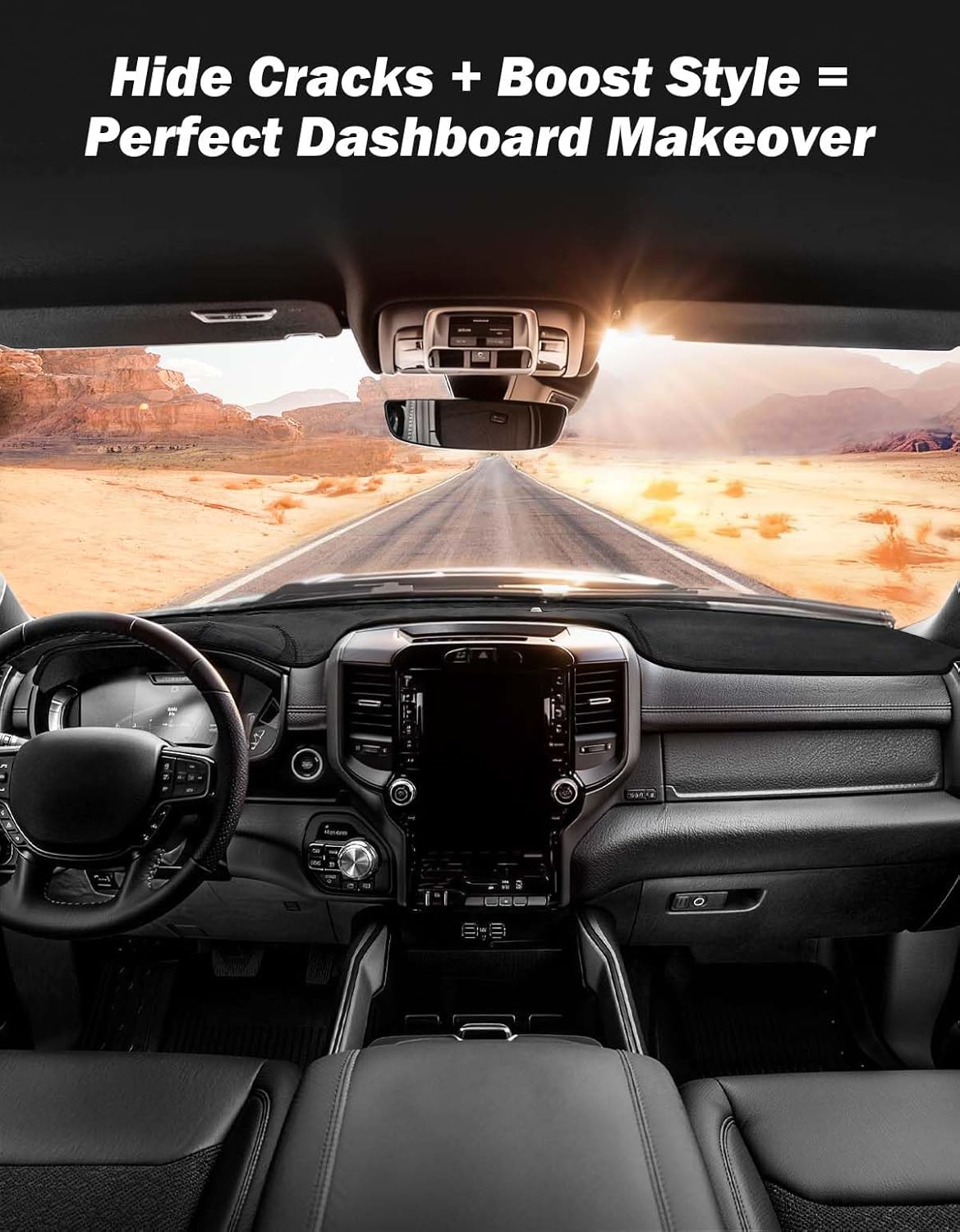 JOYTUTUS Dash Cover Compatible with 2019 2020 2021 2022 2023 2024 2025 2026 Ram 1500 New Model & Ram 2500 3500, Car Interior Dashboard Cover, Dash Mat for Car Trucks