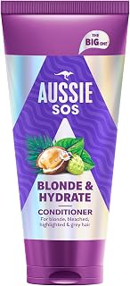 Aussie SOS Blonde & Hydrate Après-shampoing 350 ml pour cheveux décolorés, coloration boîte de 350 ml