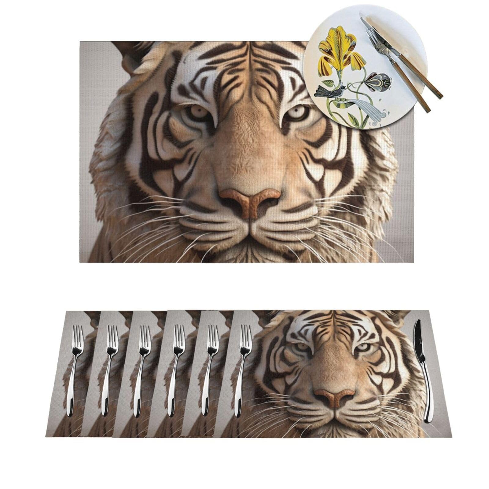 Sets de table pour cuisine et salle à manger décor tigre chic lot de 4