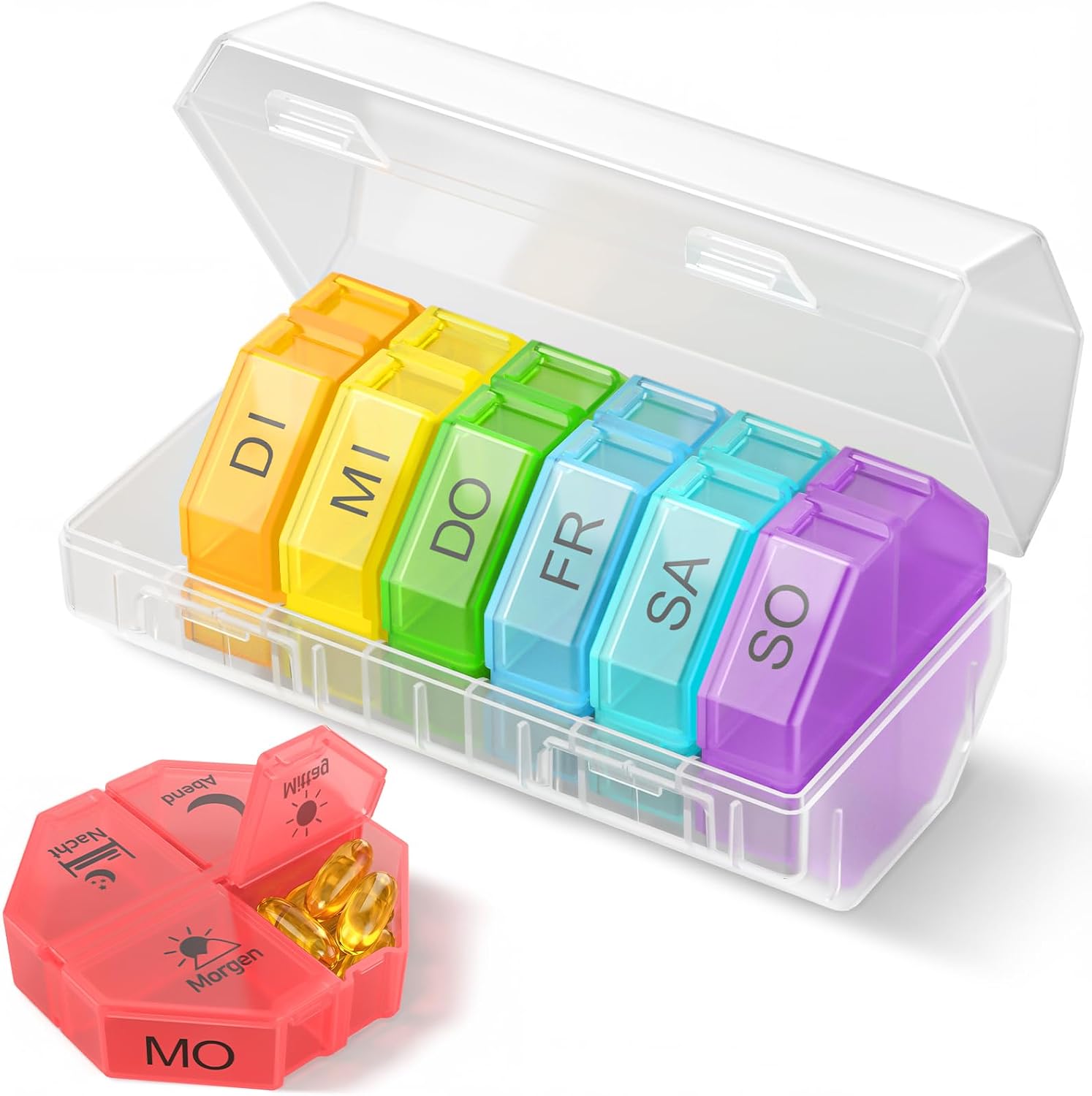 pill box 7 days large apartments medicine box 7 days 4 apartments tablet organizer with 28 extra large apartments for week portable pill box morning lunch evening travel pill box for vitamin