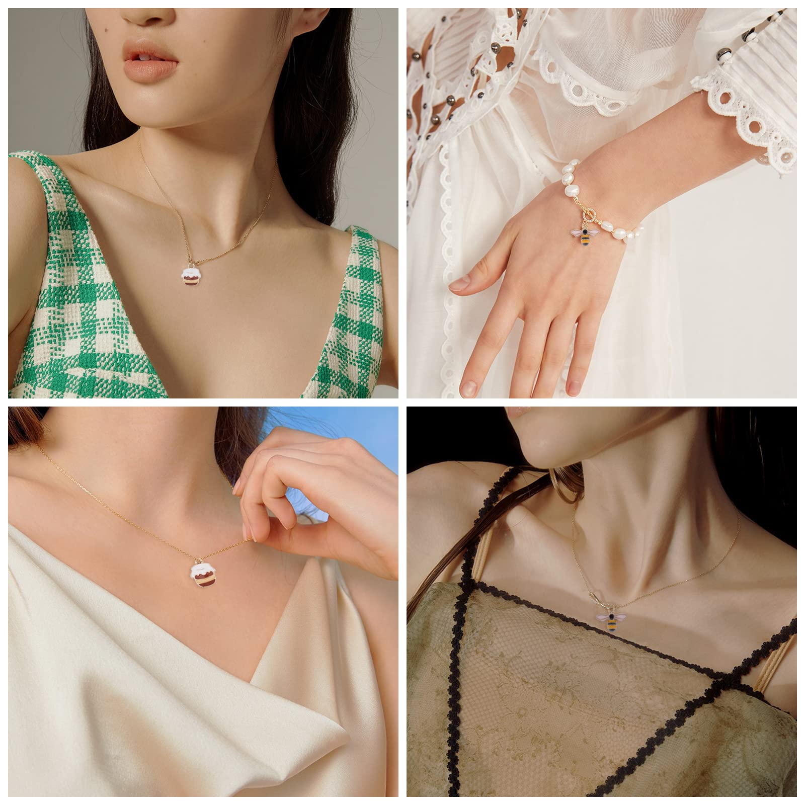 SUNNYCLUE 1 Boîte 40Pcs 4 Styles Abeilles Charmes Pendentifs Avec