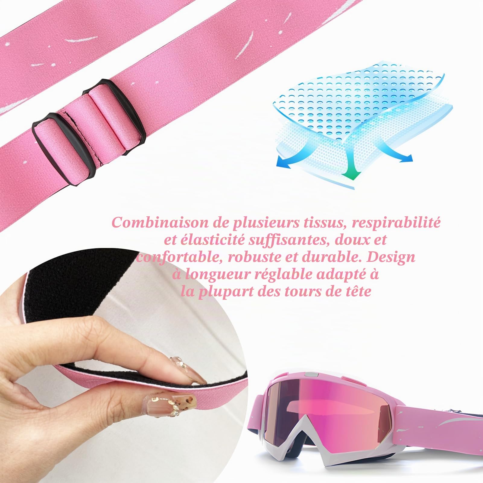 DONGZQAN Lunettes de ski unisexe OTG pour porteurs de lunettes