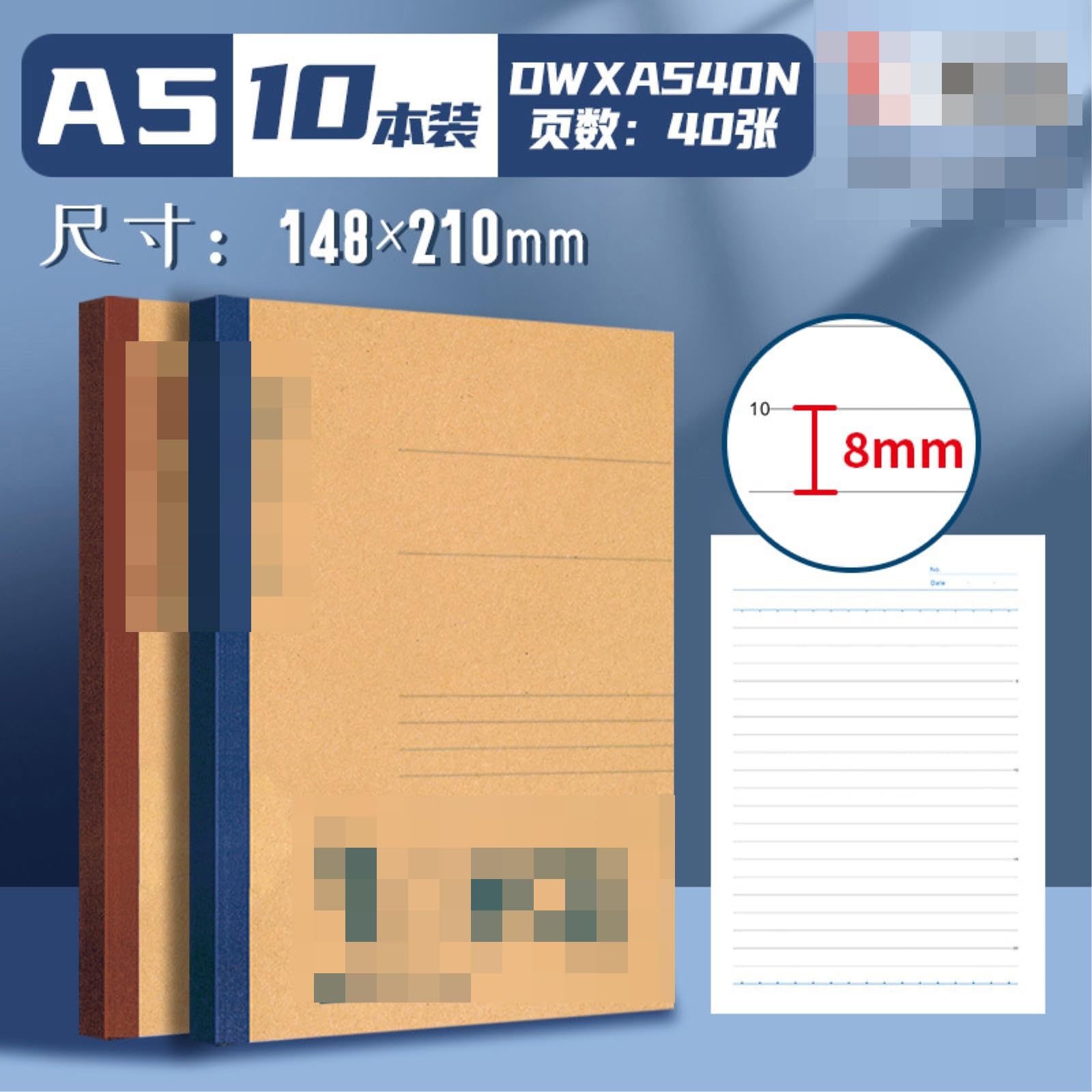 Manuale per appunti orizzontale Business Office Book -A5-40 fogli - Colore casuale