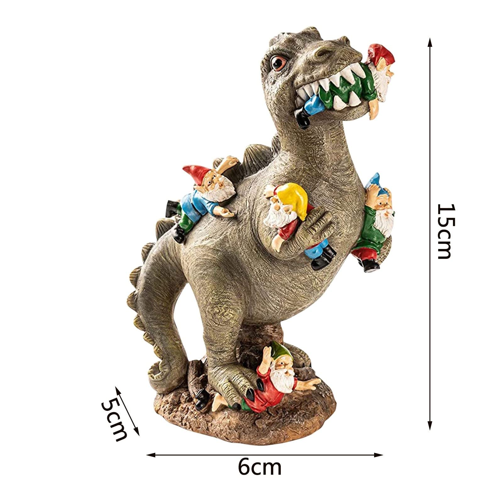 Estatua decoración Mini estatuas de gnomos de jardín para decoración al Aire Libre, Resina Dinosaurio Comiendo gnomos figuritas esculturas Patio jardín decoración del hogar 15x5x6cm Adornos de
