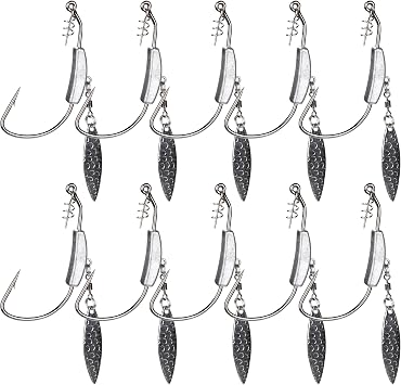 10Pcs Weighted Swimbait Hooks with Twistlock for Bass Fishing