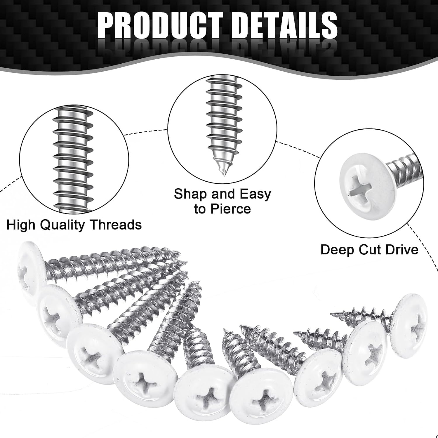 JJUNW 120 Pcs White Screws Wallboard Screws, Cabinet Screws Pan Head, White Coated Flat Head Screws Cover Head, Wood Screws Wallboard Self Tapping Screws for Cabinet Wallboard Switch Cover