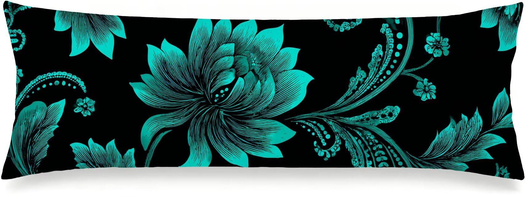 Oreiller de Corps Noir 45x135 Velours Taie Longue Abstrait m-245