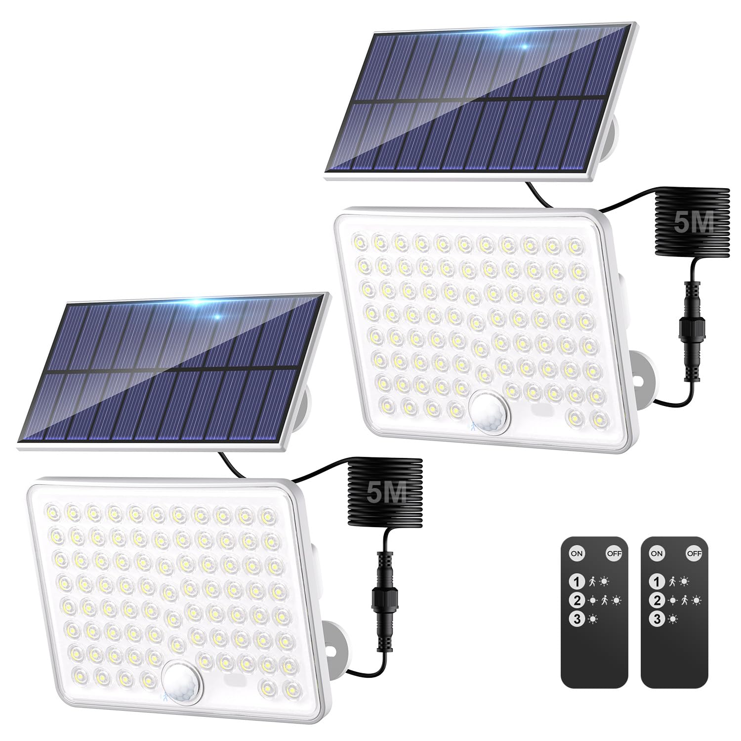 Kolpop Solar Lights Outdoor, 2 Pack Remote Solar Security Lights Outdoor Motion Sensor