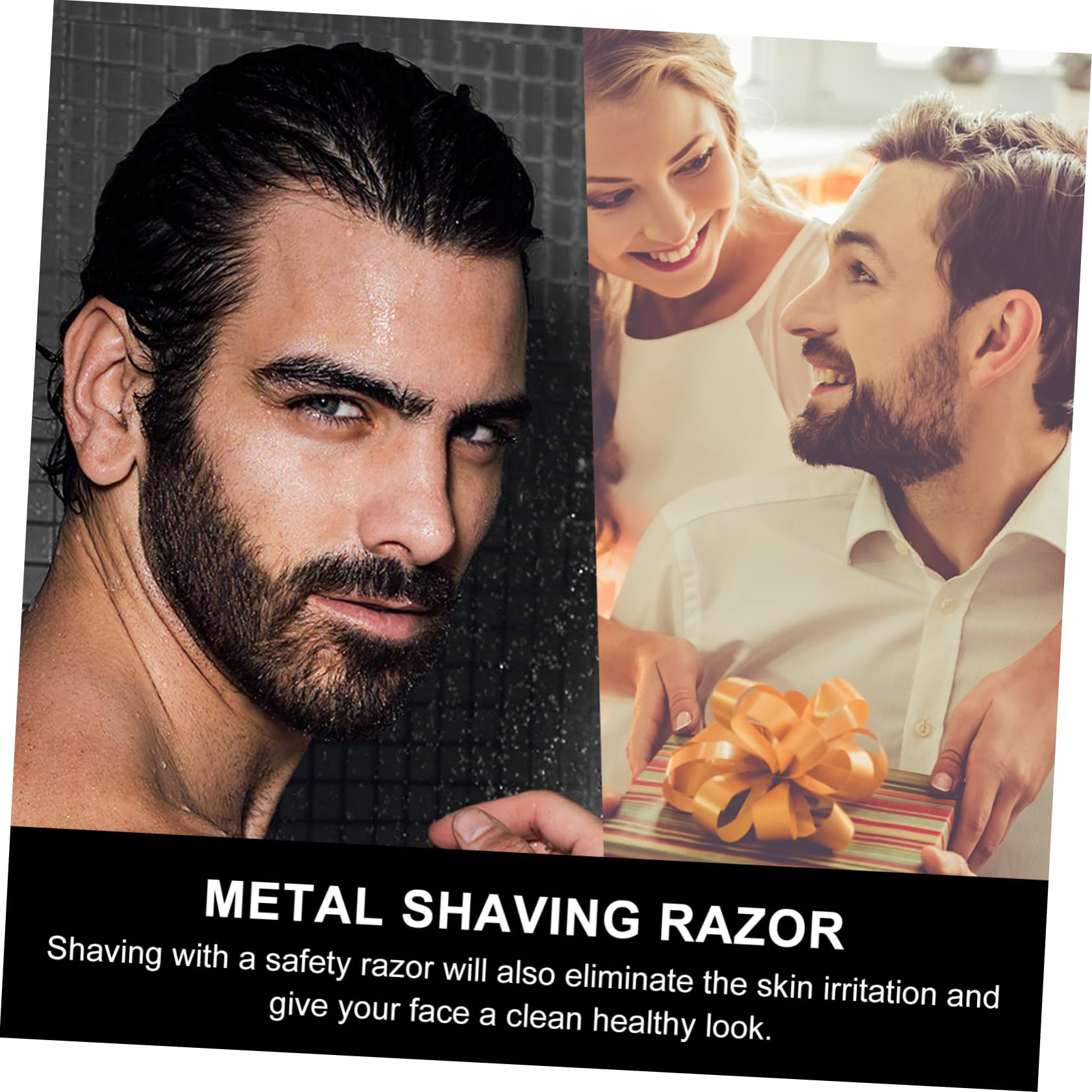 FOMIYES 2sets Men's Barber Razor Beard Shaver Manual Shaving Tool Straight Razor Safe Skin Cutting 2pcs*2