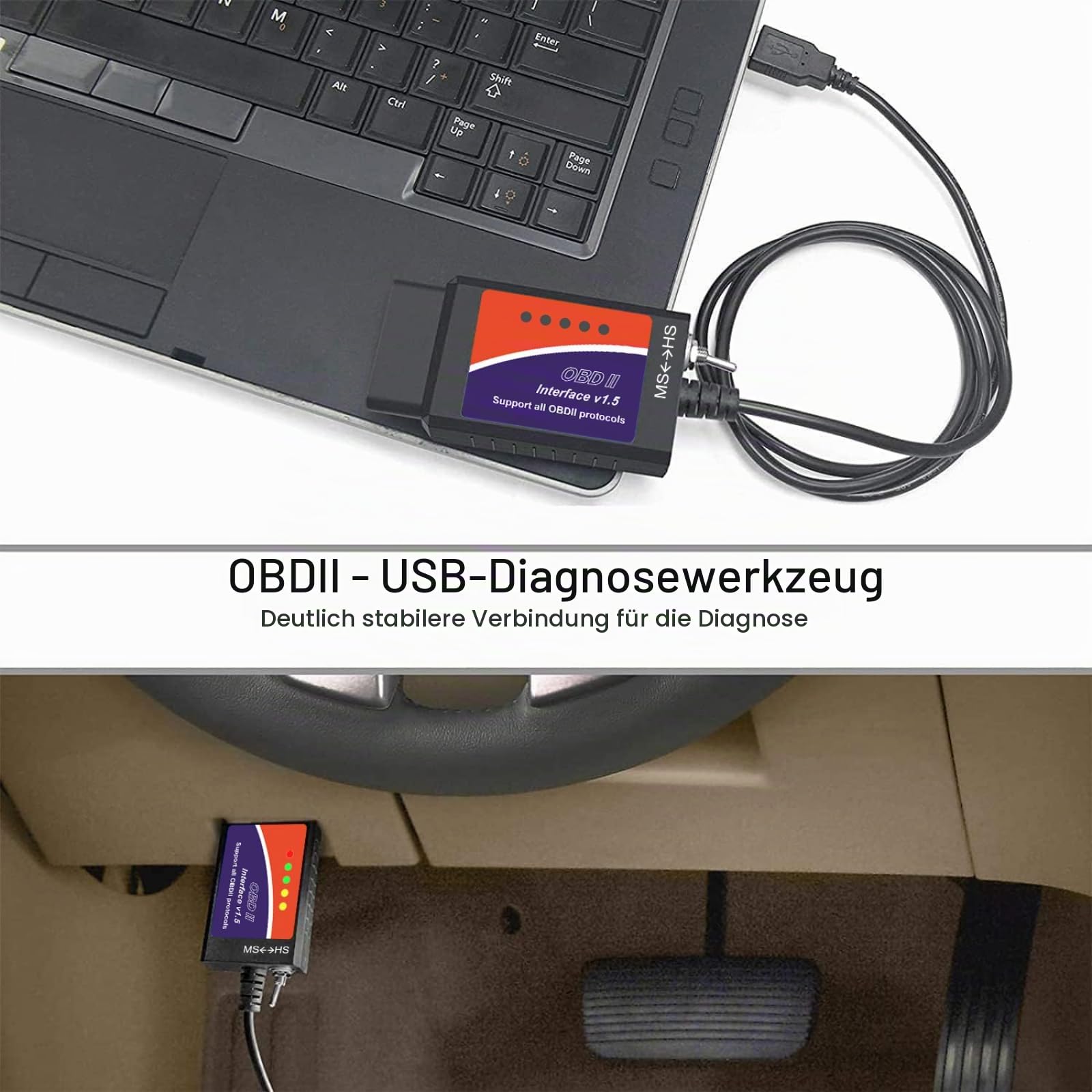 Forscan ELMconfig OBD2 Adapter, OBDII USB Diagnose-Scan-Tool, USB Scanner mit MS-CAN/HS-CAN Schalter, Professionelles OBDII Diagnose Scan Tool für Ford und Mazda