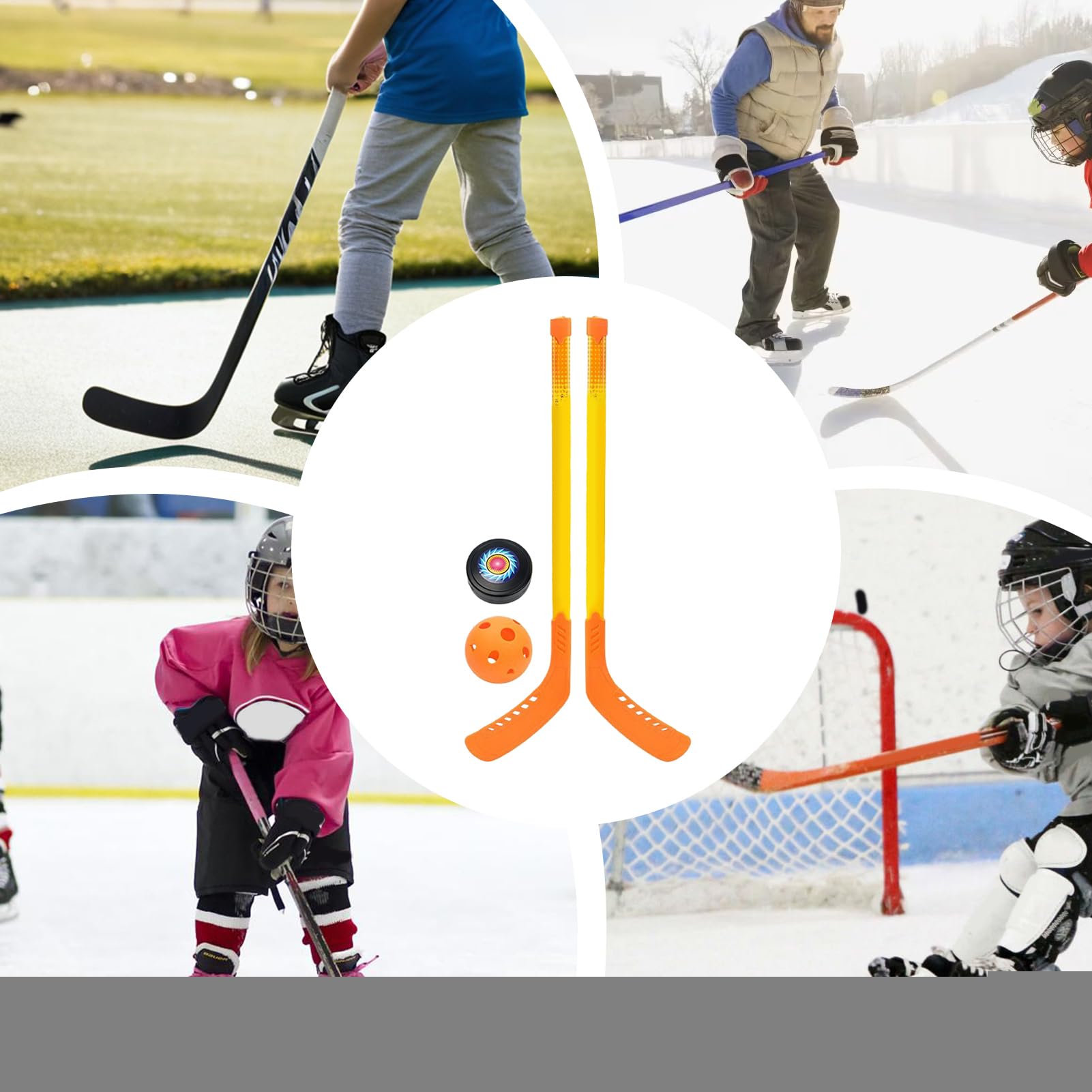 Bastoni da Hockey per Bambini, Bastoni da Hockey per Bambini | Set di Bastoncini da Leggeri,Set di Palline da su Ghiaccio per, Set di Mazze da Leggero per