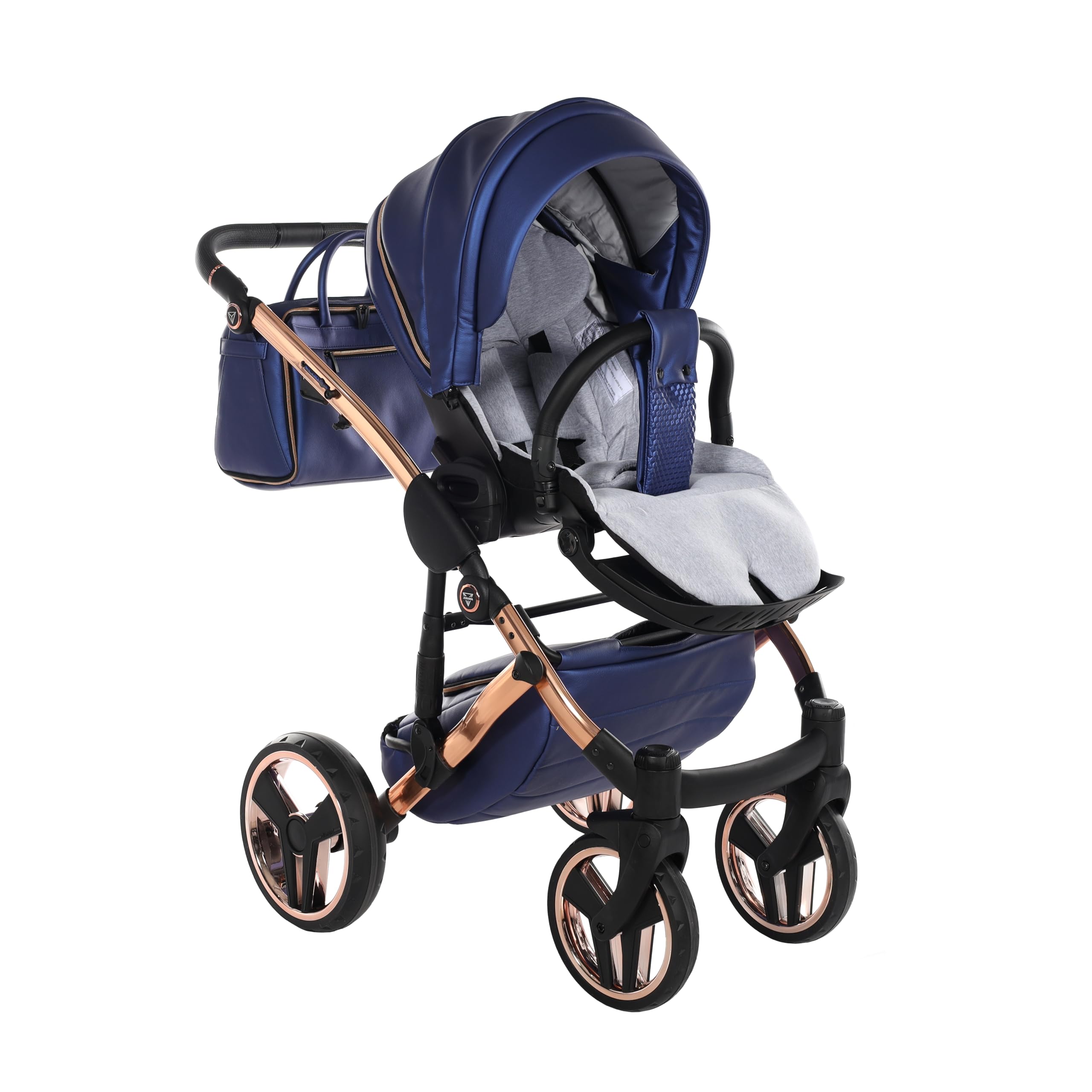Junama Passeggino TRIO Diamond Fluo 01 Blu e Rame - 2in1 3in1 4in1 + ombrellino (2 in 1 con Adattatori)