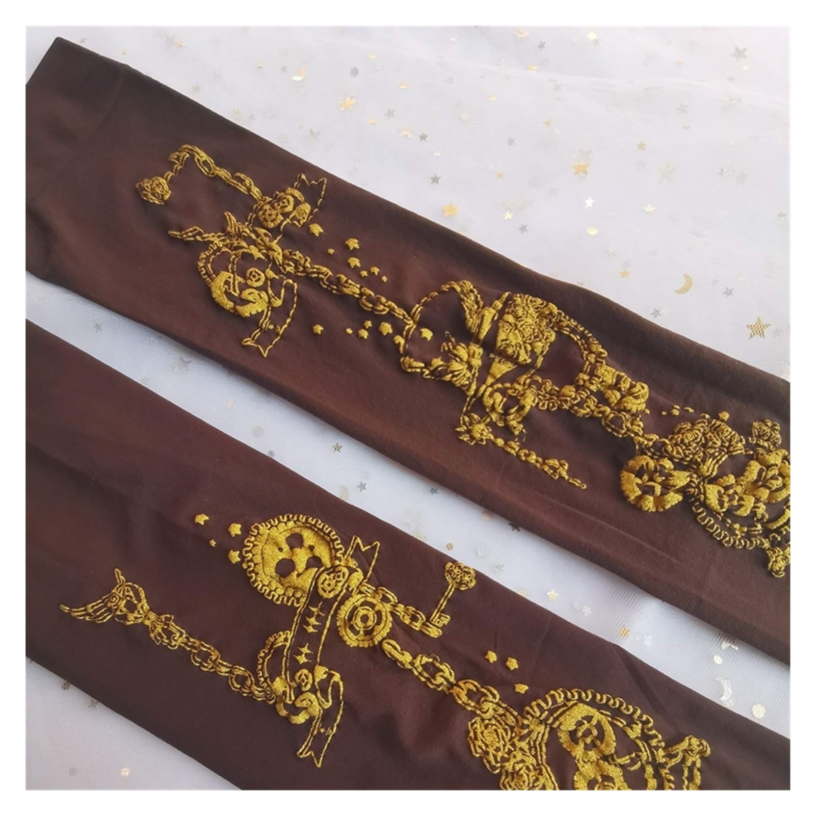 Chaussettes marron foncé collant soie 120D imprimé engrenage steampunk romantique
