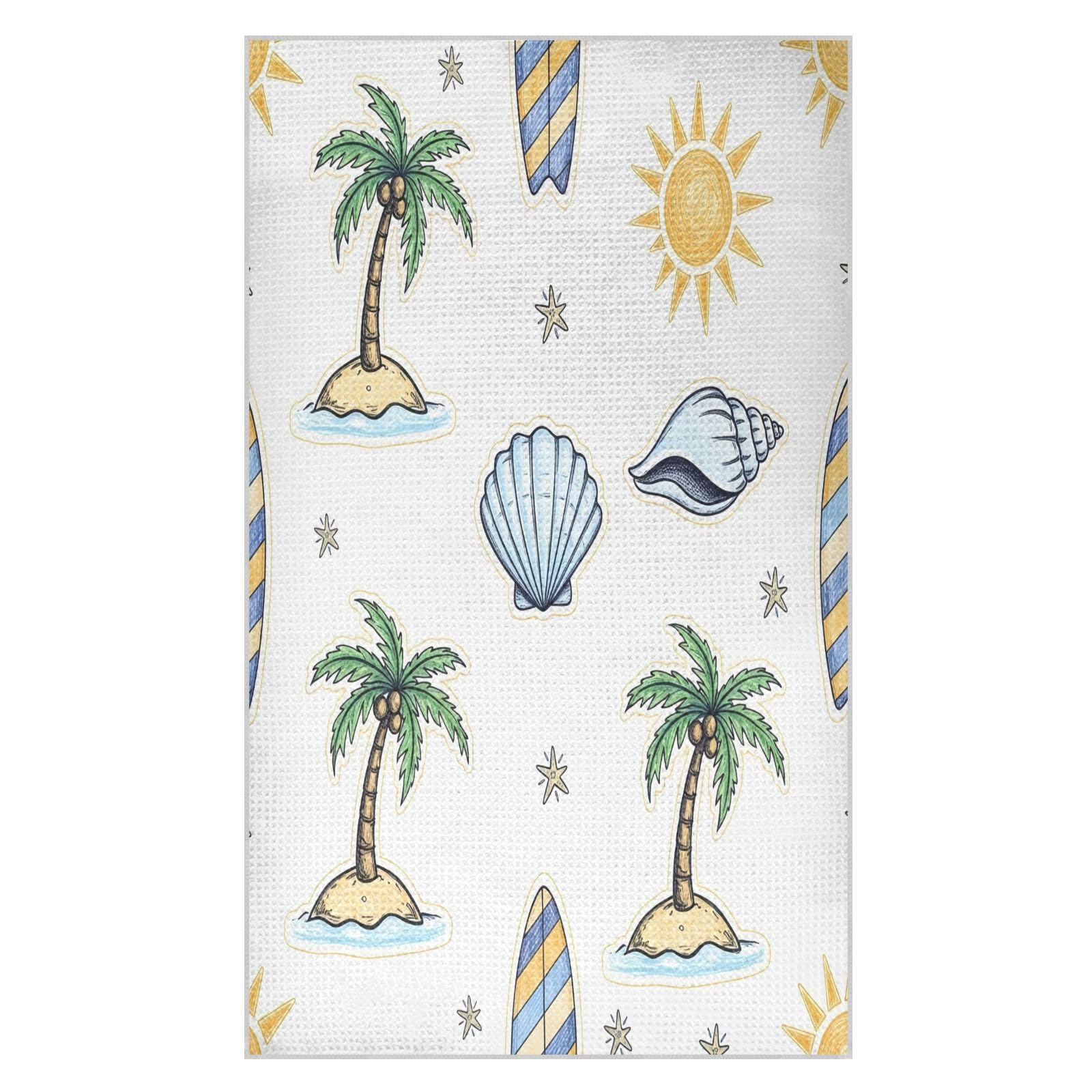 BURSTDDY Tropical Shells Kitchen Towels,Absorbent Dish Towels 2 Pack